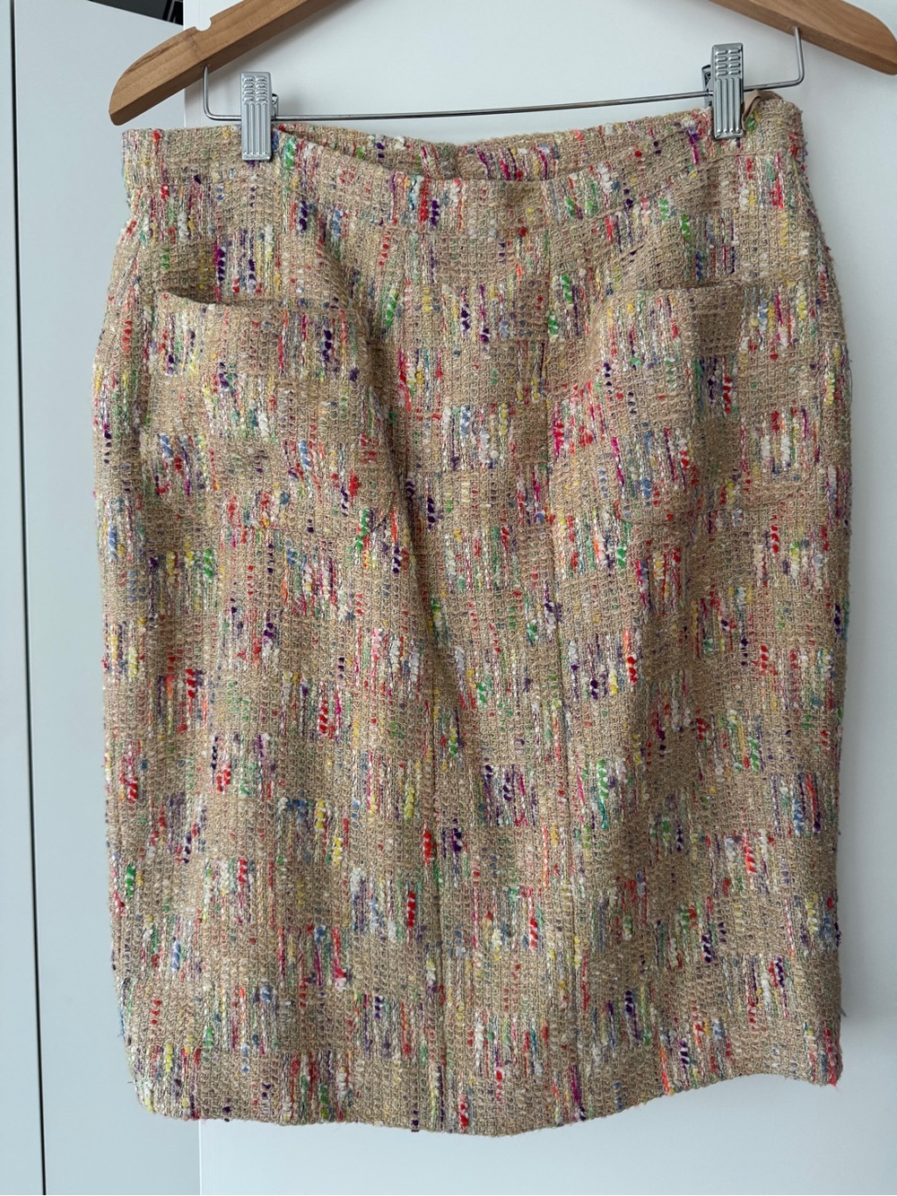 Vintage Chanel Beige and Multicolor Tweed Skirt